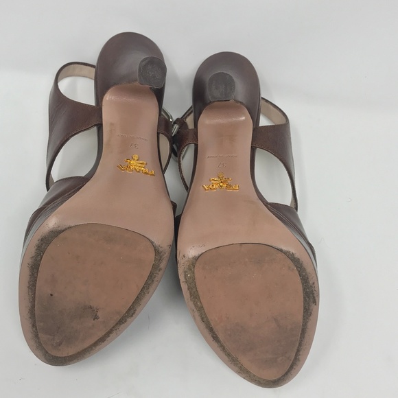Prada Brown Leather Heels - Picture 6 of 7